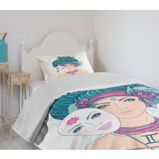 Young Lady Mask Bedspread Set