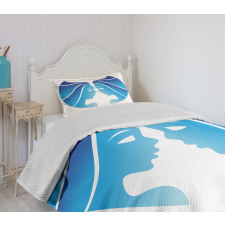 Blue Twins Faces Bedspread Set