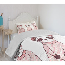 Cartoon Winter Animals Bedspread Set