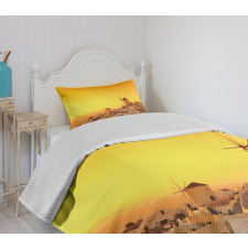 Sunset Santorini Vacation Bedspread Set