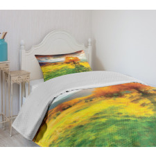 Fall Season Mountains Bedspread Set