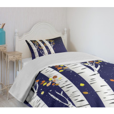 Birch Trees with Foliage Bedspread Set