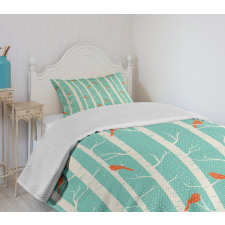 Dotted Tree and Birds Bedspread Set