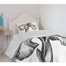 Dotwork Style Lily Bloom Bedspread Set