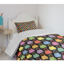 Colorful Cartoon Dogs Bedspread Set