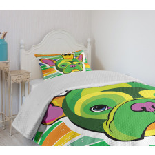 Crowned Dog Colorful Bedspread Set