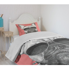 Dog Sketch Sunglasses Bedspread Set