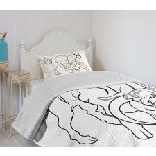 Hand Drawn Bull Bedspread Set