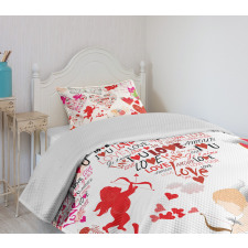 Valentines Day Cupid Birds Bedspread Set