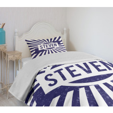 Name in Blue and White Bedspread Set