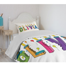 Letter Cake Girl Name Bedspread Set