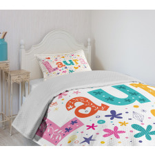 Vintage Doodle Flowers Bedspread Set