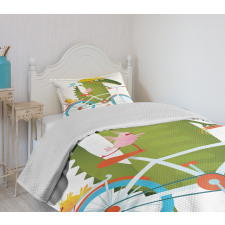 Crocodile Friends Bicycle Bedspread Set