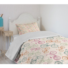 Sketchy Retro Colorful Bedspread Set