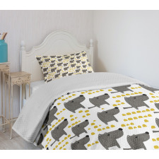 Sketch Style Canine Pattern Bedspread Set