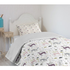 Woodland Deer Leaves Bedspread Set