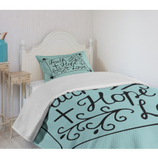 Flowers Hearts Hope Themed Bedspread Set