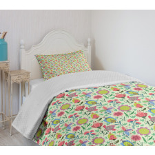 Doodle Blooming Tulips Bedspread Set