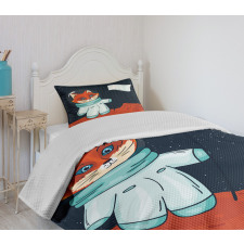 Fox Cosmonaut Space Bedspread Set