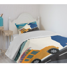 Winter Mountain Road Ski Bedspread Set