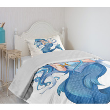 Manga Style Pisces Girl Bedspread Set