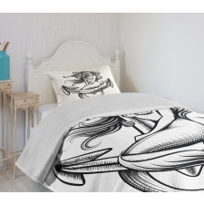 Long Haired Siren Design Bedspread Set
