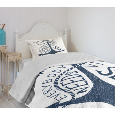 Sea Words Monochrome Bedspread Set