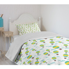 Cartoon Hot Air Balloons Bedspread Set