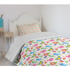 Floral Nature Birds Bedspread Set