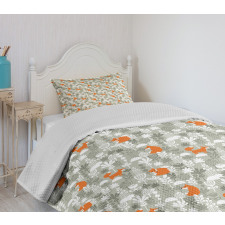 Winter Forest with Flowers Bedspread Set