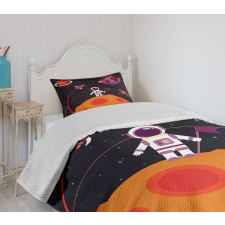 Astronaut Moon Rockets Bedspread Set