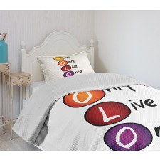 Colorful Circles Acronym Bedspread Set