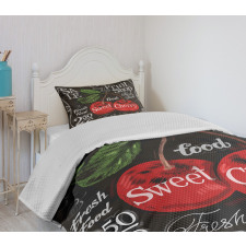 Sketch Style Ripe Cherry Bedspread Set