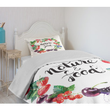 Watercolor Style Berries Bedspread Set