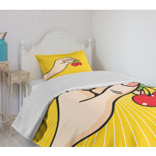 Retro Pop Art Cherries Bedspread Set