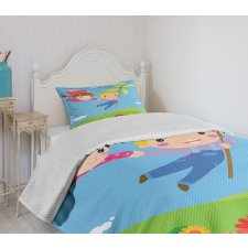 Cartoon Kids Friends Bedspread Set