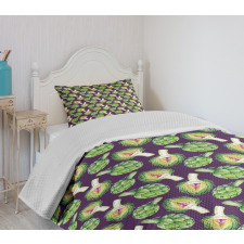 Artichokes Purple Bedspread Set