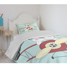 Pilot Bear in Plane Bedspread Set