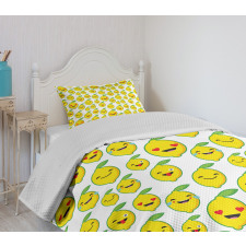 Cartoon Lemon Emoticons Bedspread Set