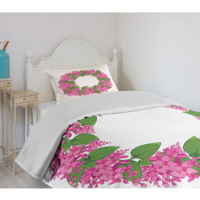 Pink Blossoms Wreath Bedspread Set