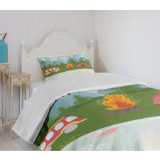 Cartoon Caravan Tent Bedspread Set