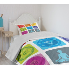 Round Edges Figures Yoga Bedspread Set