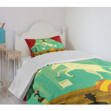 Horse Hound Show Stage Bedspread Set