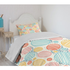 Striped Circles Pastel Bedspread Set