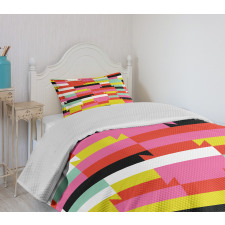 Geometric Blocks Lines Bedspread Set