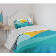 Sunny Sea Sail Ship Bedspread Set