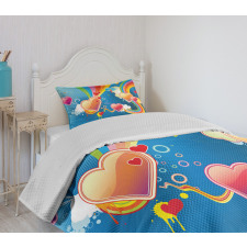 Funky Hearts Bedspread Set