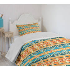 Folk Motifs Strips Bedspread Set