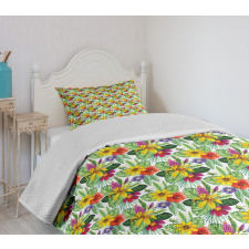 Lily Hibiscus Monstera Bedspread Set