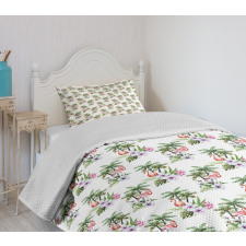 Watercolor Birds Flora Bedspread Set